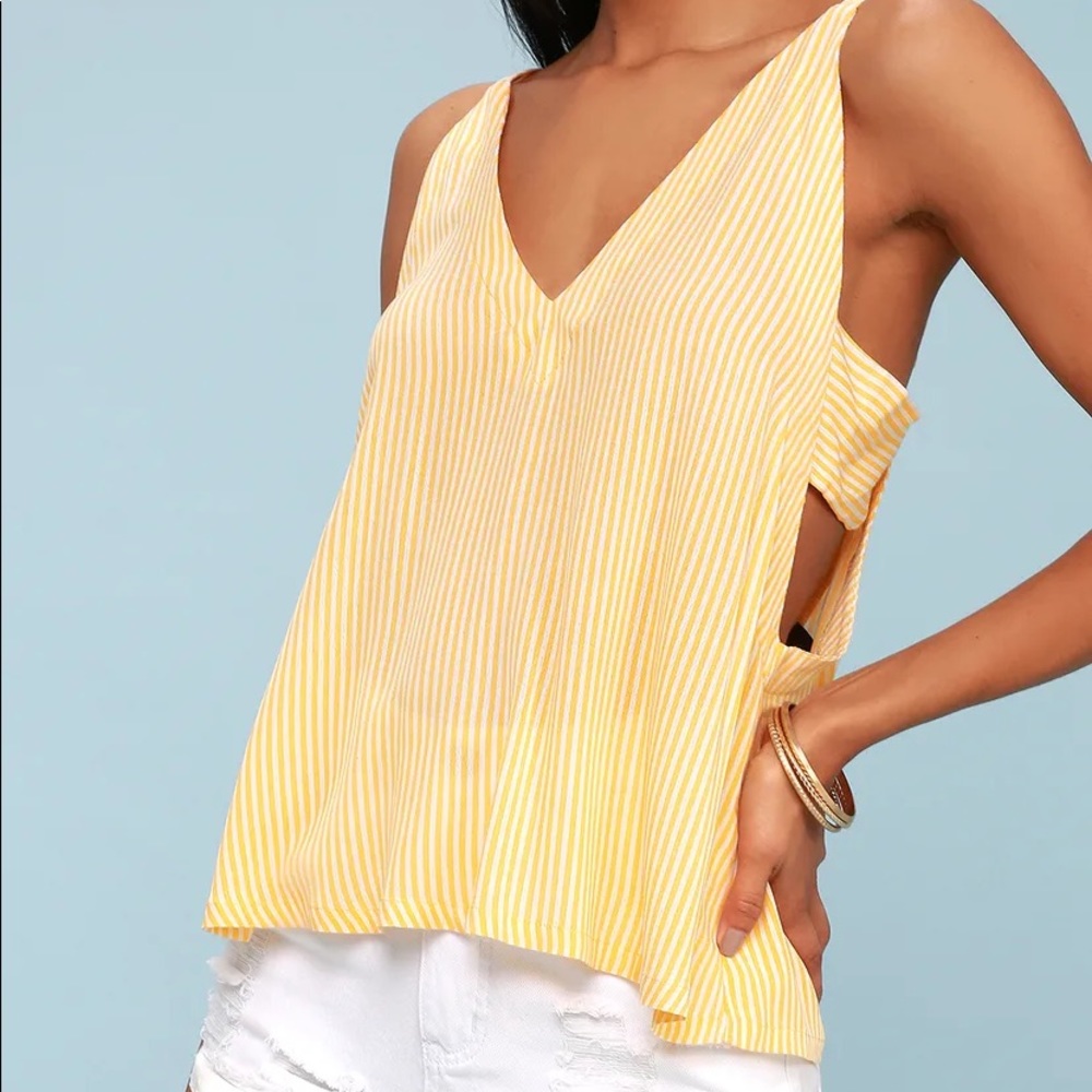 Lulu’s Adrift Mustard Yellow Striped Tank Top